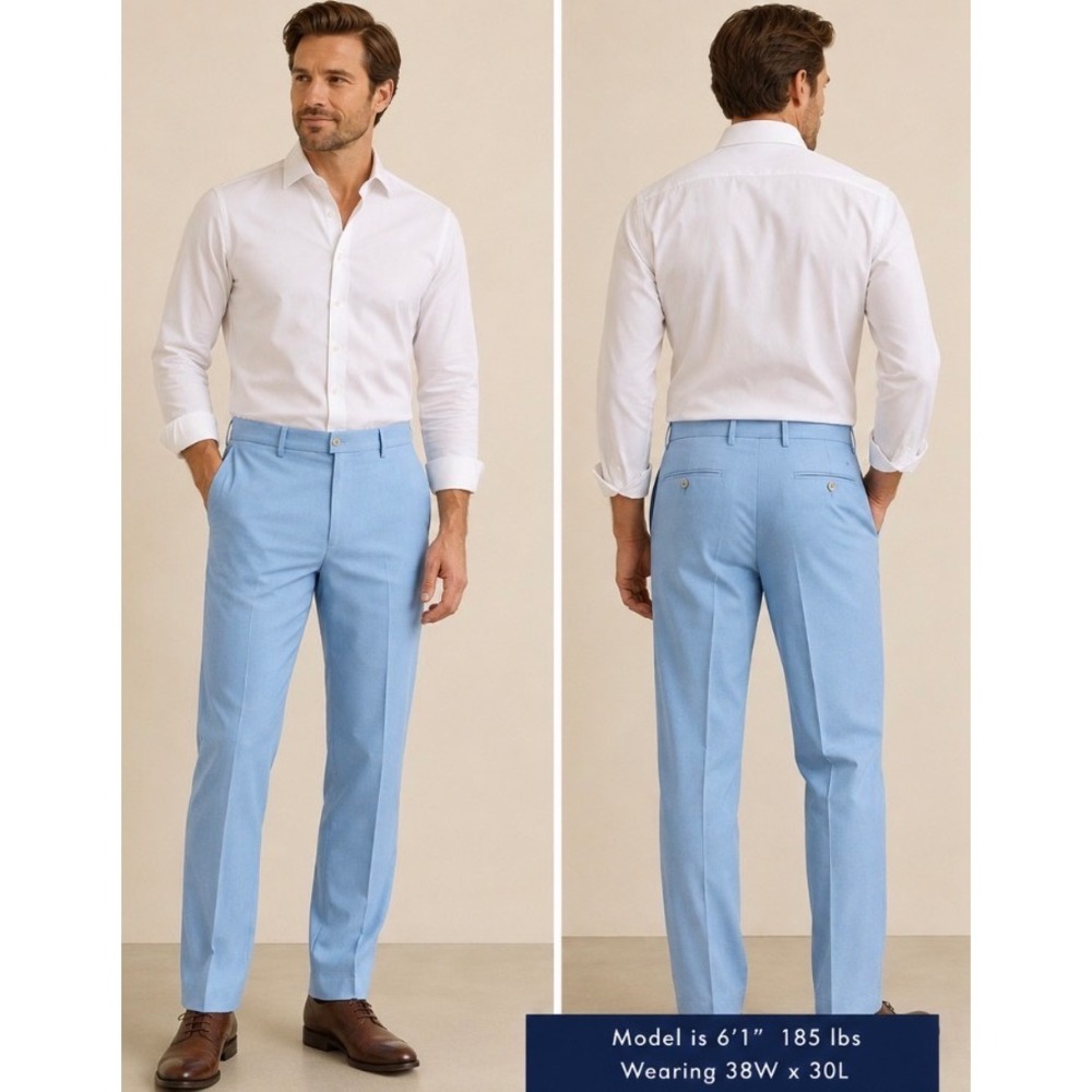 Lauren Ralph Lauren NWT Men's Dress Pants 38x30 Light Blue Flat Front